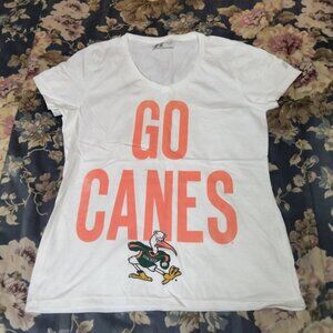 Miami Hurricanes Women's Small (4-6) 100% Cotton White Tee Shirt